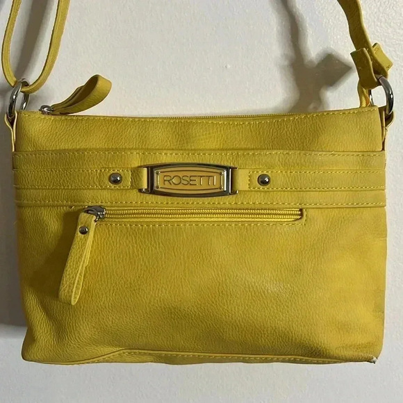 Rosetti Faux Leather Yellow Convenient Small Travel Purse Adjustable Straps - Picture 1 of 6
